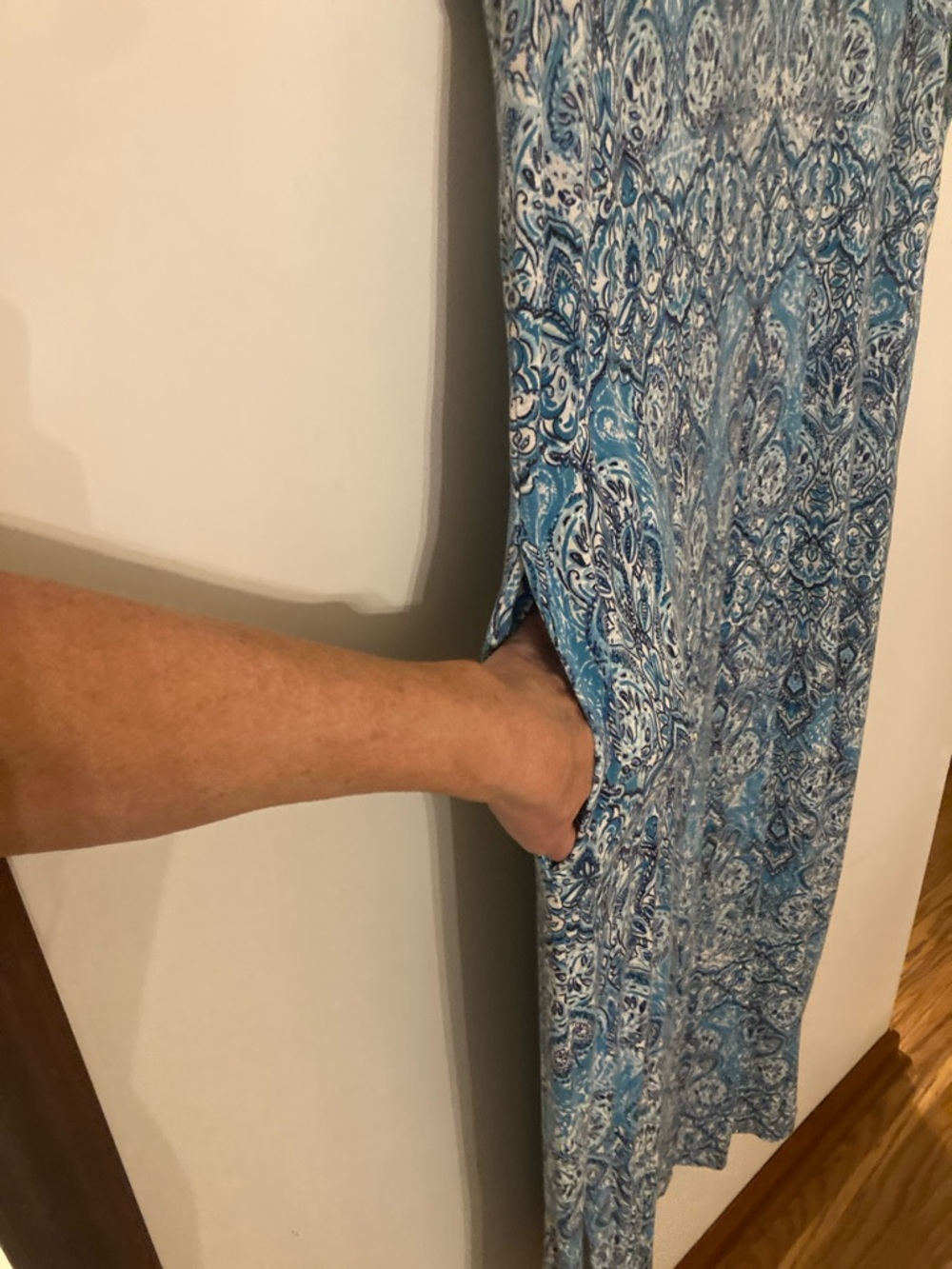 J. Jill Blue and White Printed Short-Sleeve Maxi Dress - Picture 3 of 13
